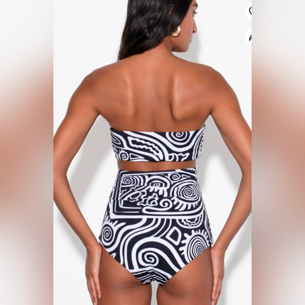 NWT Mara Hoffman Black and White Strapless Swimsuit Set - Picture 2 of 4